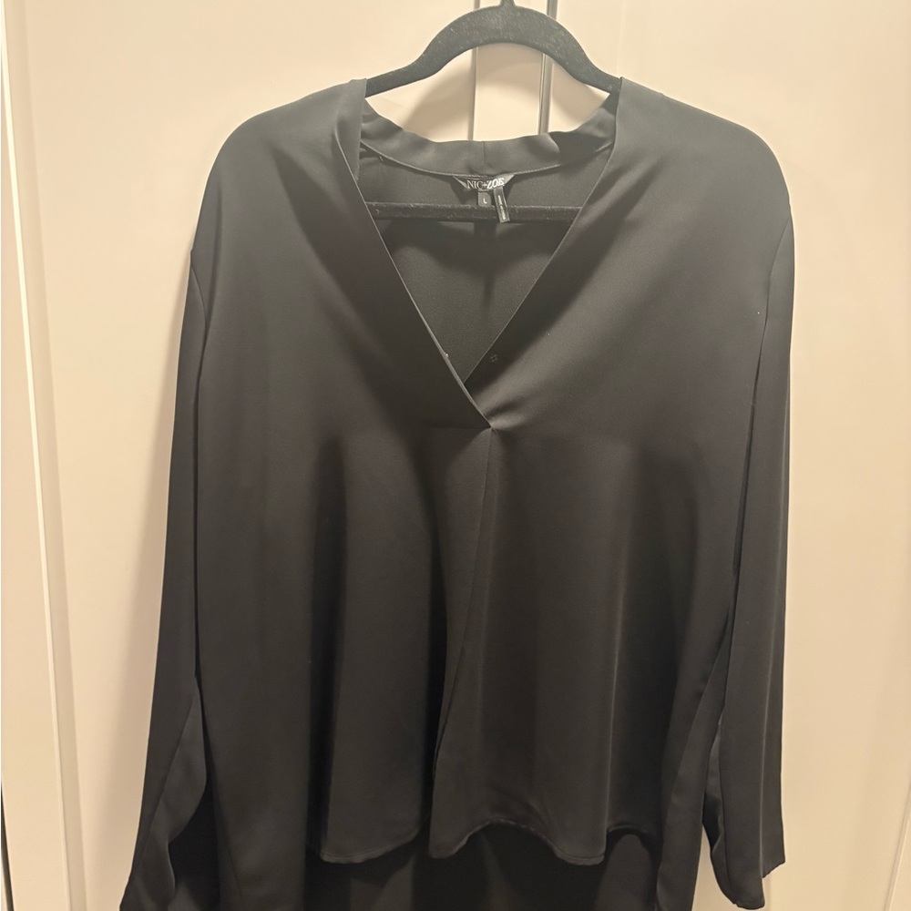 NIC+ZOE Black Satin Blouse